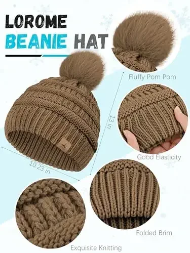 Qishki shapka, sharf, qo'lqoplar va quloqchini, issiq trikotaj shapka, sensorli ekranli qo'lqoplar to'plami, qishki sovg'alar, ayollar uchun bo'yin sharflari - 2