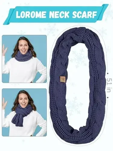 Qishki shapka, sharf, qo'lqoplar va quloqchini, issiq trikotaj shapka, sensorli ekranli qo'lqoplar to'plami, qishki sovg'alar, ayollar uchun bo'yin sharflari - 4