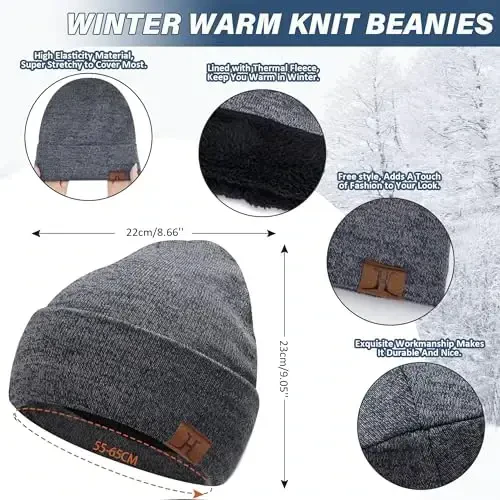 Qishki shapka, sharf, sensorli qo'lqoplar erkaklar va ayollar uchun to'plam, iliq trikotaj jun bilan ishlangan shapka qo'lqoplar bo'yni isitgich to'plami - 2