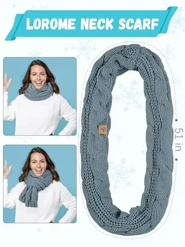 Qishki shlyapa sharf qo'lqop va quloqchini, iliq trikotaj shapka sensorli ekranli qo'lqoplar to'plami qishki sovg'alar ayollar uchun bo'yin sharflari - 4