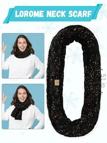 Qishki shlyapa sharf qo'lqoplar va quloq isitgich, issiq trikotaj shapka sensorli ekranli qo'lqoplar to'plami qishki sovg'alar ayollar uchun bo'yin sharflari - 4