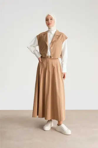 Qisqa Jilet 24y4901 Camel - 5