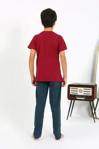 Qisqa qisma paxta pijamalar toʻplami 20758 bordo rangli - 1