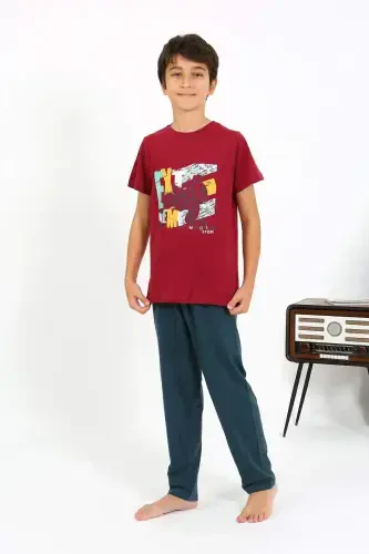 Qisqa qisma paxta pijamalar toʻplami 20758 bordo rangli - 5