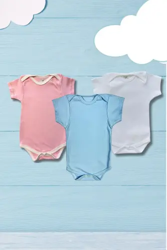 Qisqa yengli 3'li organik paxta chaqaloq body&zibun - 5