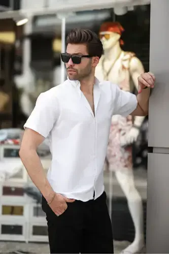 Qisqa yengli klassik ko'ylak - OQ - 3