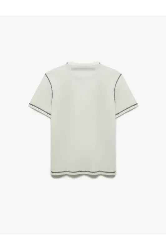 Qisqa yengli paxtali regular fit tikuv detallari bisik - 4