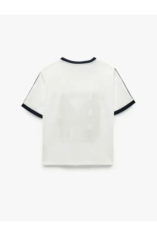 Qisqa yengli velosiped yoqali chiziqli qulay bichimli bosma - 4