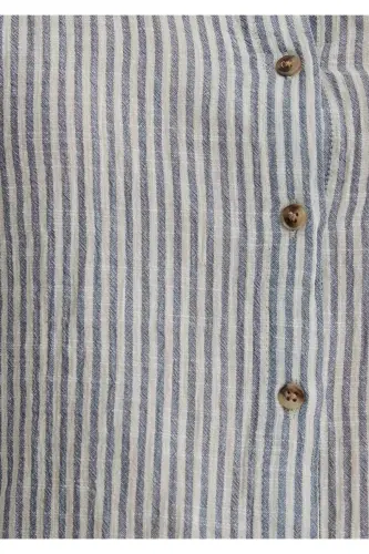 Qisqa yengli yo'l-yo'l kulrang ko'ylak Loose Fit / Erkin qulay bichim 1210445-89853 - To'q ko'k-89853 - 6