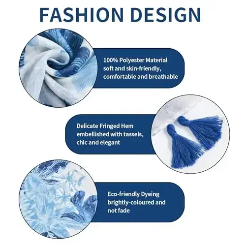 QIUTIMIY Scarf for Women Lightweight Soft Floral Leopard Printed Scarves Fall Winter Fashion Shawl Wrap with Fringe - 2