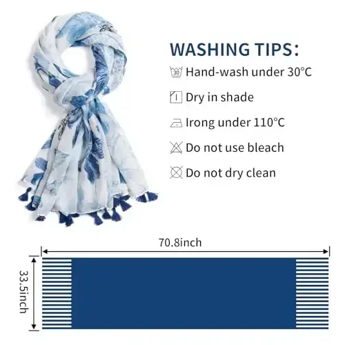 QIUTIMIY Scarf for Women Lightweight Soft Floral Leopard Printed Scarves Fall Winter Fashion Shawl Wrap with Fringe - 3