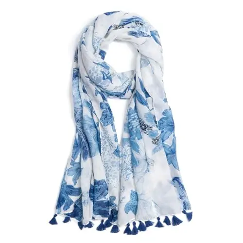 QIUTIMIY Scarf for Women Lightweight Soft Floral Leopard Printed Scarves Fall Winter Fashion Shawl Wrap with Fringe 