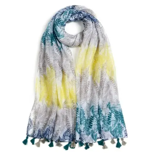 QIUTIMIY Scarf for Women Lightweight Soft Floral Leopard Printed Scarves Fall Winter Fashion Shawl Wrap with Fringe - 1