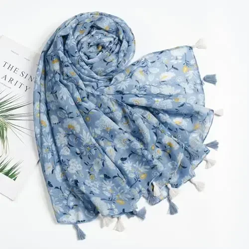 QIUTIMIY Ayollar uchun шарф Енгил юмшоқ гулли гепард принтли шарфлар Kuz qishki moda ro'mol o'rash حاشiya bilan - 4