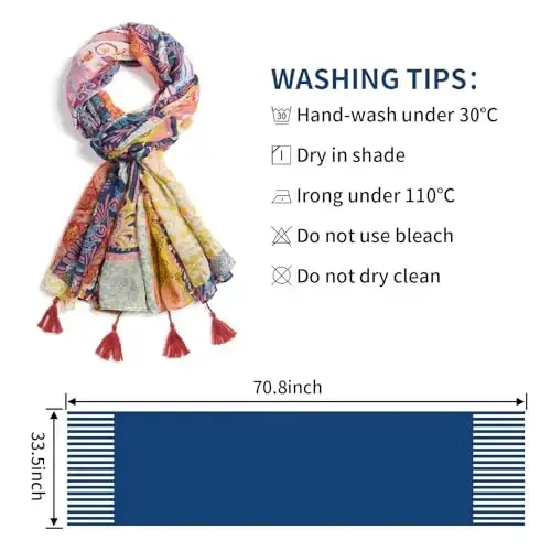 QIUTIMIY Scarf for Women Lightweight Soft Floral Leopard Printed Scarves Fall Winter Fashion Shawl Wrap with Fringe - 3
