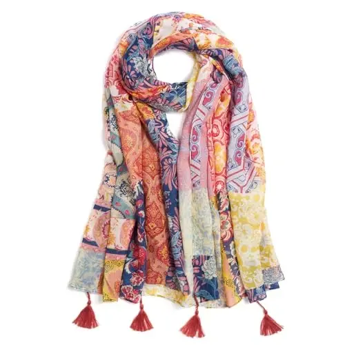 QIUTIMIY Scarf for Women Lightweight Soft Floral Leopard Printed Scarves Fall Winter Fashion Shawl Wrap with Fringe - QIUTIMIY