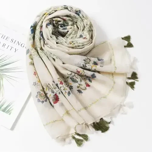 QIUTIMIY Ayollar uchun шарф енгил юмшоқ гулли қоплонли шарфлар Куз қишги модаси Шаль ҳошияси билан ўралган - 7