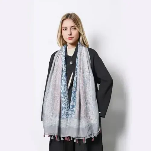 QIUTIMIY Ayollar uchun шарфи engil yumshoq gul чоп etilgan шарфlar Kuz Qishki moda ro'mol o'rami chekka bilan - 5