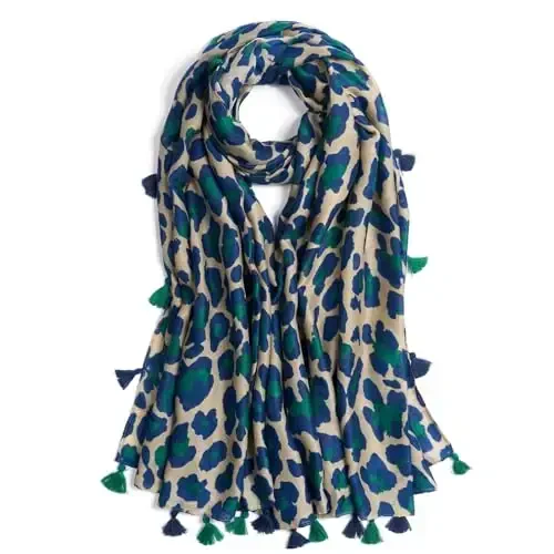 QIUTIMIY Ayollar uchun sharf Yengil Yumshoq Gullu Leopard Bosmali Sharflar Kuz Qish Moda Shol Ro'mol Franj bilan - QIUTIMIY