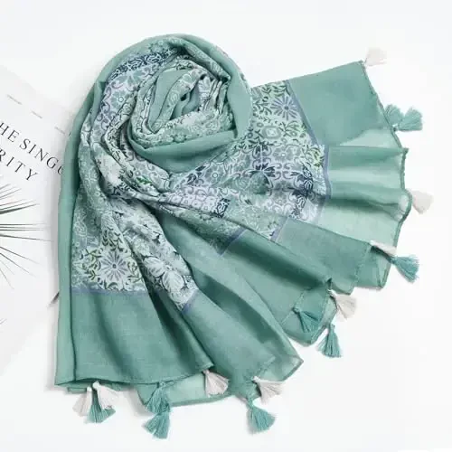 QIUTIMIY Ayollar uchun yengil yumshoq gul naqshli leopard printli sharflar Kuz Qishki moda ro'mol o'rash sochiqli - 4