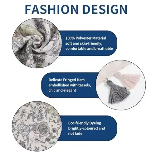 QIUTIMIY Scarf for Women Lightweight Soft Floral Leopard Printed Scarves Fall Winter Fashion Shawl Wrap with Fringe - QIUTIMIY (1)