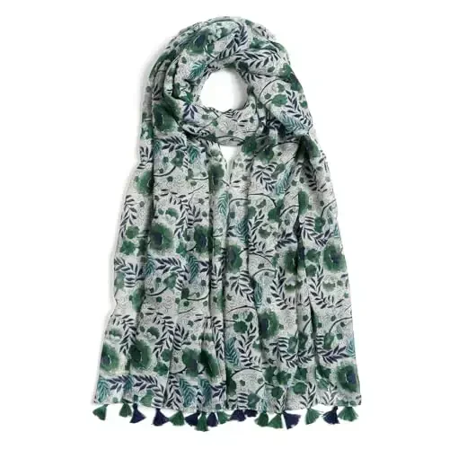 QIUTIMIY Scarf for Women Lightweight Soft Floral Leopard Printed Scarves Fall Winter Fashion Shawl Wrap with Fringe - 3