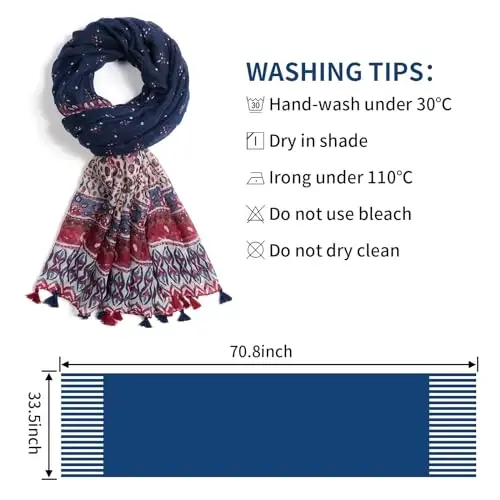 QIUTIMIY Scarf for Women Lightweight Soft Floral Leopard Printed Scarves Fall Winter Fashion Shawl Wrap with Fringe - 3
