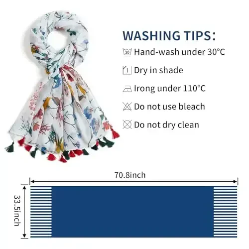 QIUTIMIY Scarf for Women Lightweight Soft Floral Leopard Printed Scarves Fall Winter Fashion Shawl Wrap with Fringe - 3