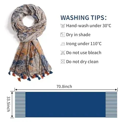 QIUTIMIY Scarf for Women Lightweight Soft Floral Leopard Printed Scarves Fall Winter Fashion Shawl Wrap with Fringe - 3