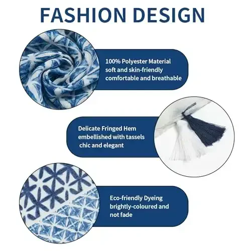 QIUTIMIY Scarf for Women Lightweight Soft Floral Leopard Printed Scarves Fall Winter Fashion Shawl Wrap with Fringe - QIUTIMIY (1)