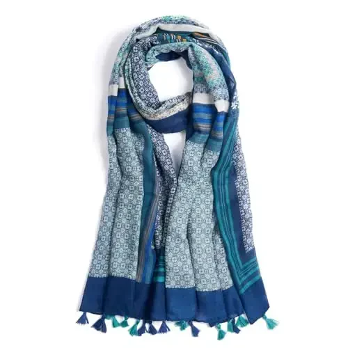 QIUTIMIY Scarf for Women Lightweight Soft Floral Leopard Printed Scarves Fall Winter Fashion Shawl Wrap with Fringe 