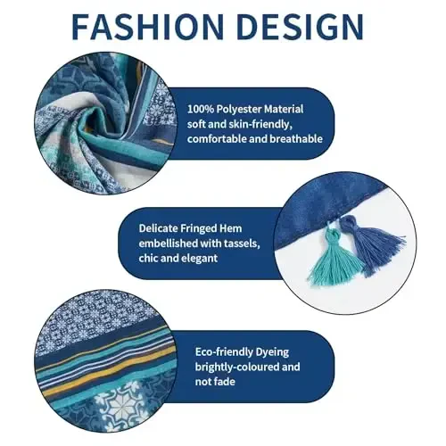 QIUTIMIY Scarf for Women Lightweight Soft Floral Leopard Printed Scarves Fall Winter Fashion Shawl Wrap with Fringe - 2