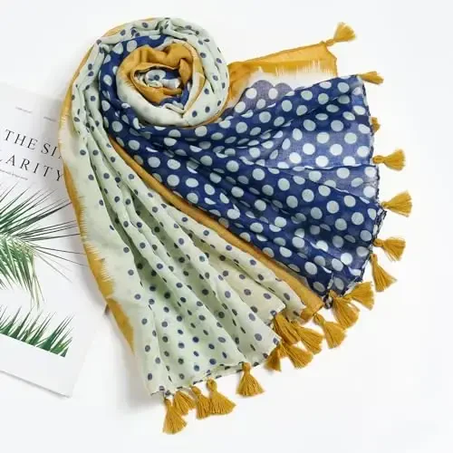 QIUTIMIY Scarf for Women Lightweight Soft Floral Leopard Printed Scarves Fall Winter Fashion Shawl Wrap with Fringe - 4