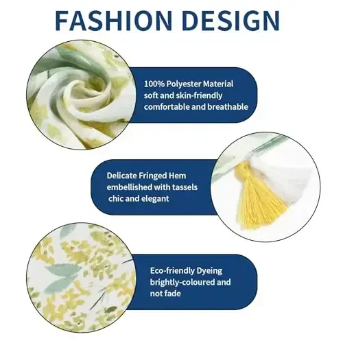 QIUTIMIY Scarf for Women Lightweight Soft Floral Leopard Printed Scarves Fall Winter Fashion Shawl Wrap with Fringe - 2