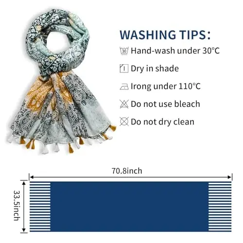 QIUTIMIY Scarf for Women Lightweight Soft Floral Leopard Printed Scarves Fall Winter Fashion Shawl Wrap with Fringe - 3