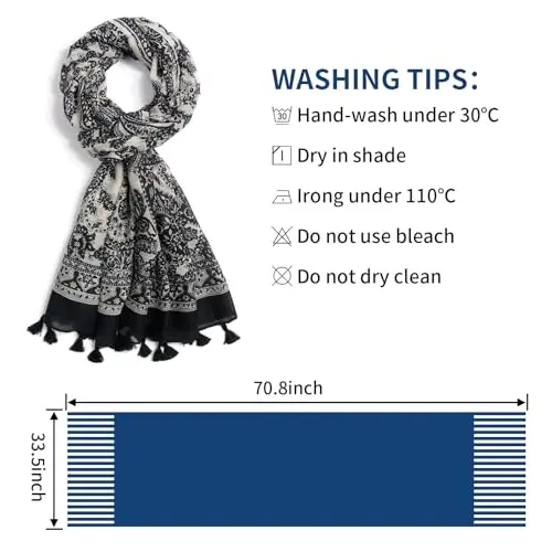 QIUTIMIY Scarf for Women Lightweight Soft Floral Leopard Printed Scarves Fall Winter Fashion Shawl Wrap with Fringe - 3