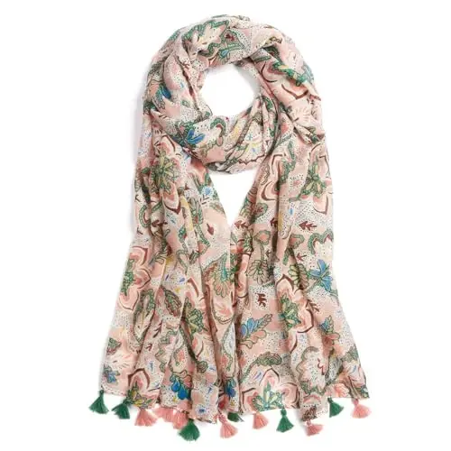 QIUTIMIY Scarf for Women Lightweight Soft Floral Leopard Printed Scarves Fall Winter Fashion Shawl Wrap with Fringe - 1
