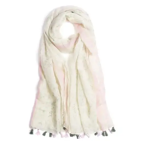 QIUTIMIY Scarf for Women Lightweight Soft Floral Leopard Printed Scarves Fall Winter Fashion Shawl Wrap with Fringe 