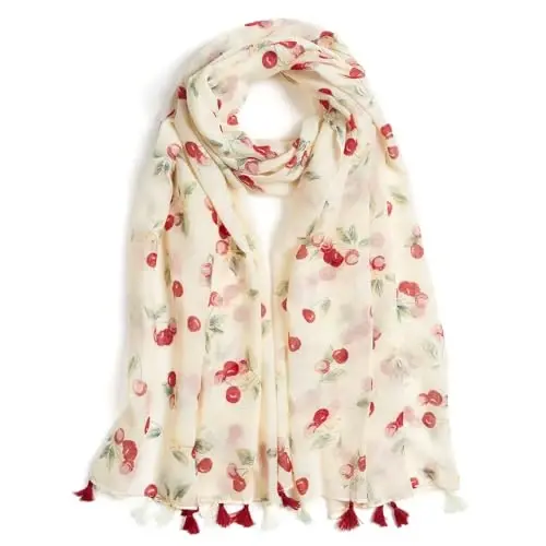 QIUTIMIY Scarf for Women Lightweight Soft Floral Leopard Printed Scarves Fall Winter Fashion Shawl Wrap with Fringe - 1