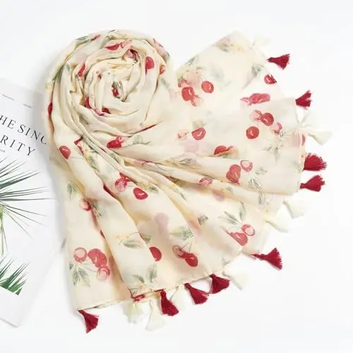 QIUTIMIY Scarf for Women Lightweight Soft Floral Leopard Printed Scarves Fall Winter Fashion Shawl Wrap with Fringe - 4