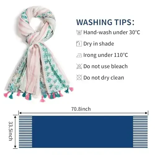 QIUTIMIY Scarf for Women Lightweight Soft Floral Leopard Printed Scarves Fall Winter Fashion Shawl Wrap with Fringe - 3