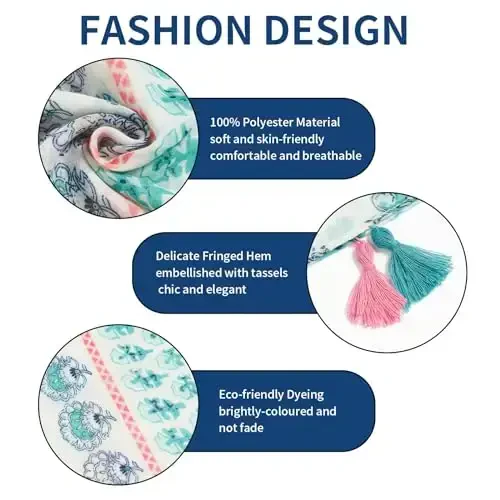 QIUTIMIY Scarf for Women Lightweight Soft Floral Leopard Printed Scarves Fall Winter Fashion Shawl Wrap with Fringe - MODAZONE (1)