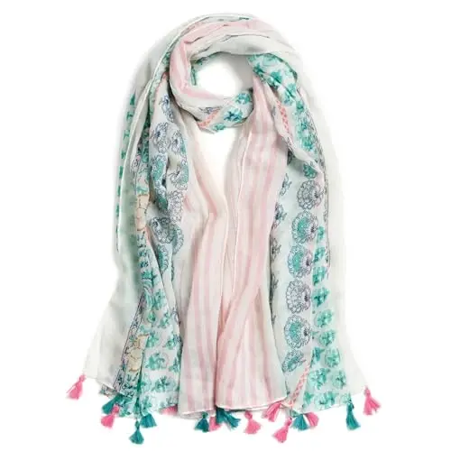 QIUTIMIY Scarf for Women Lightweight Soft Floral Leopard Printed Scarves Fall Winter Fashion Shawl Wrap with Fringe 