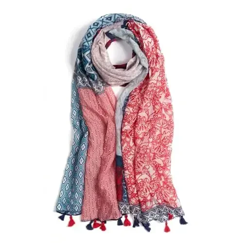 QIUTIMIY Scarf for Women Lightweight Soft Floral Leopard Printed Scarves Fall Winter Fashion Shawl Wrap with Fringe - QIUTIMIY