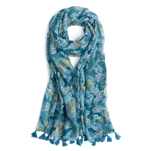 QIUTIMIY Scarf for Women Lightweight Soft Floral Leopard Printed Scarves Fall Winter Fashion Shawl Wrap with Fringe 