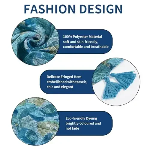 QIUTIMIY Scarf for Women Lightweight Soft Floral Leopard Printed Scarves Fall Winter Fashion Shawl Wrap with Fringe - QIUTIMIY (1)