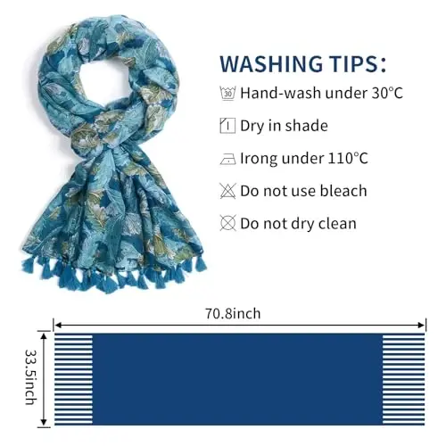 QIUTIMIY Scarf for Women Lightweight Soft Floral Leopard Printed Scarves Fall Winter Fashion Shawl Wrap with Fringe - 3