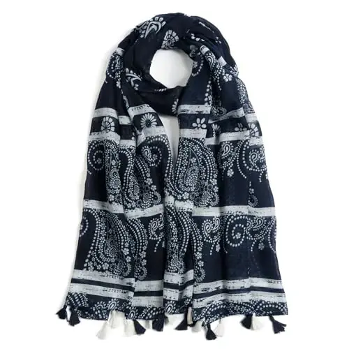 QIUTIMIY Scarf for Women Lightweight Soft Floral Leopard Printed Scarves Fall Winter Fashion Shawl Wrap with Fringe - 1