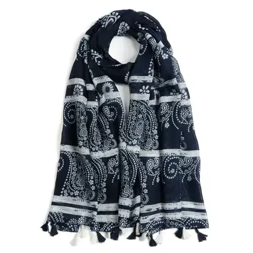 QIUTIMIY Scarf for Women Lightweight Soft Floral Leopard Printed Scarves Fall Winter Fashion Shawl Wrap with Fringe - 1