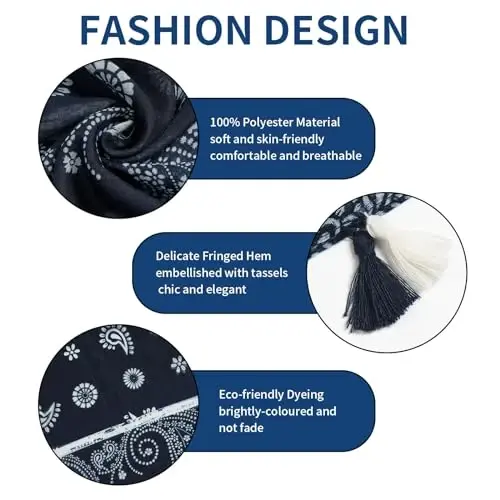 QIUTIMIY Scarf for Women Lightweight Soft Floral Leopard Printed Scarves Fall Winter Fashion Shawl Wrap with Fringe - 2